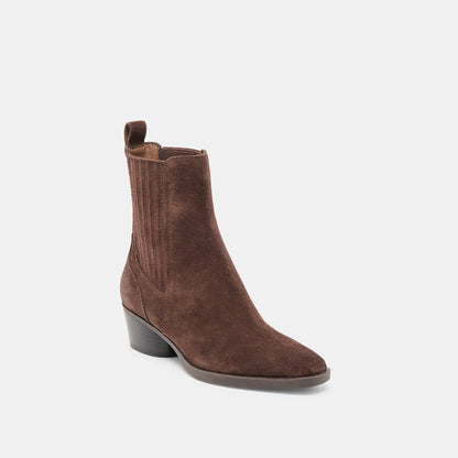 Faint H2O Waterproof Dk Brown Suede Booties - Dolce Vita