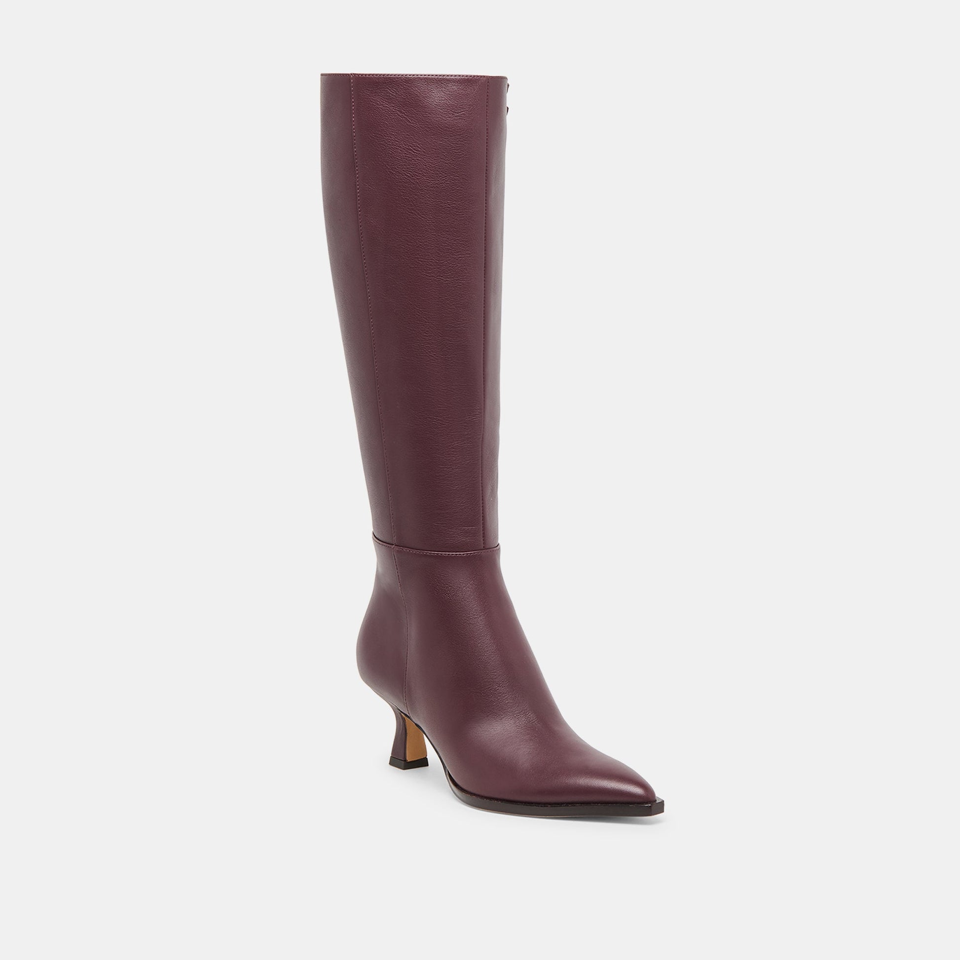 Auggie Wine Leather Wide Calf Boots - Dolce Vita