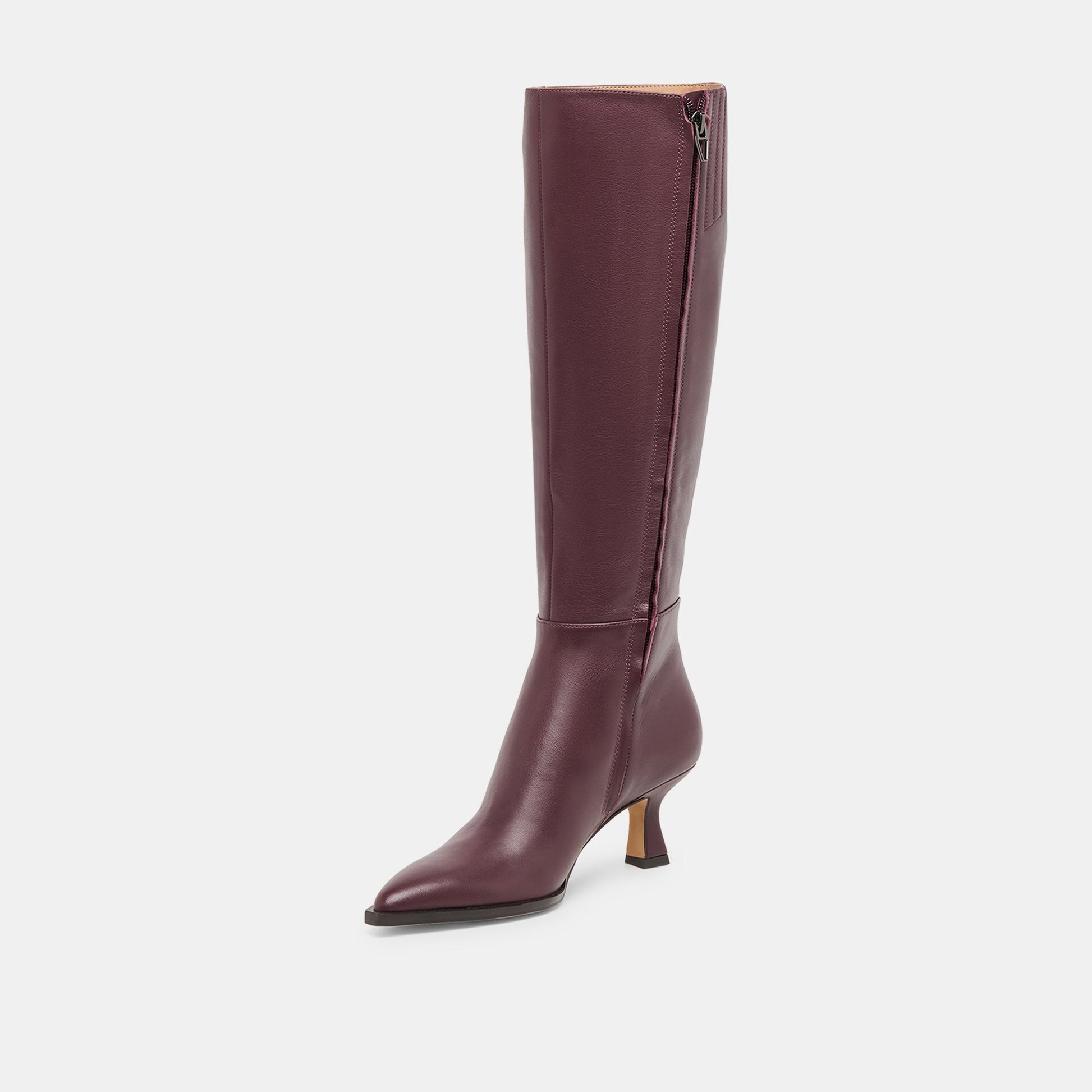 Auggie Wine Leather Wide Calf Boots - Dolce Vita