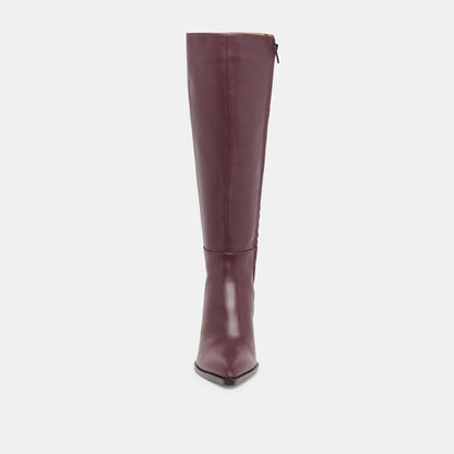 Auggie Wine Leather Wide Calf Boots - Dolce Vita