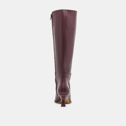 Auggie Wine Leather Wide Calf Boots - Dolce Vita