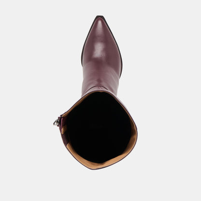 Auggie Wine Leather Wide Calf Boots - Dolce Vita