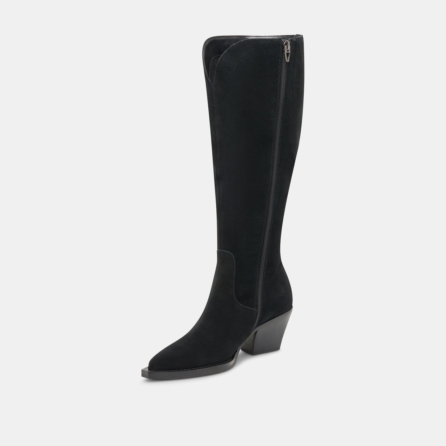 RAJ Wide Calf Boots Onyx Suede - Dolce Vita
