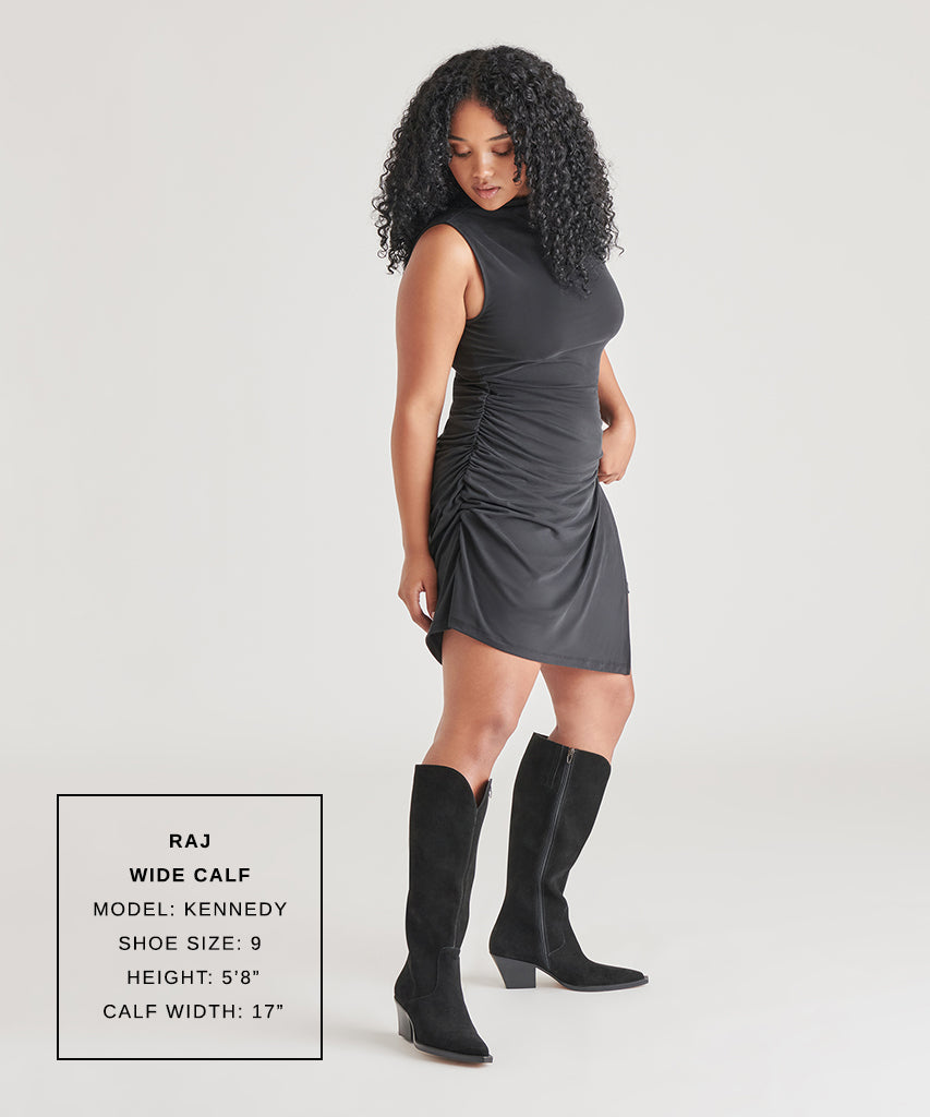 RAJ Wide Calf Boots Onyx Suede - Dolce Vita