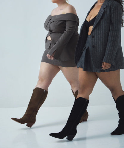 RAJ Wide Calf Boots Onyx Suede - Dolce Vita