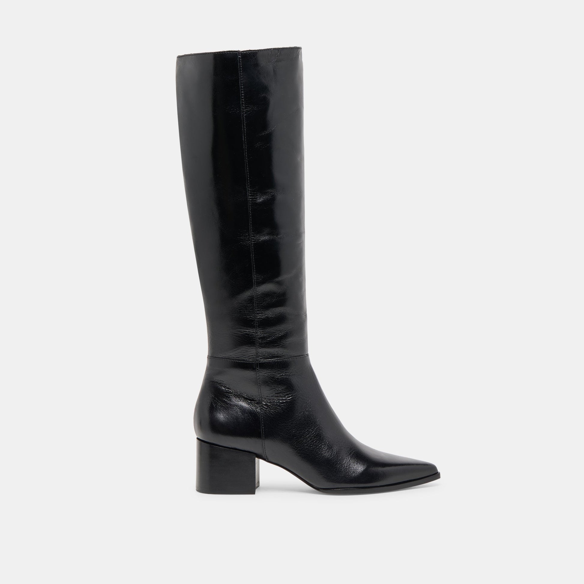 Kirson Black Leather Wide Calf Boots - Dolce Vita