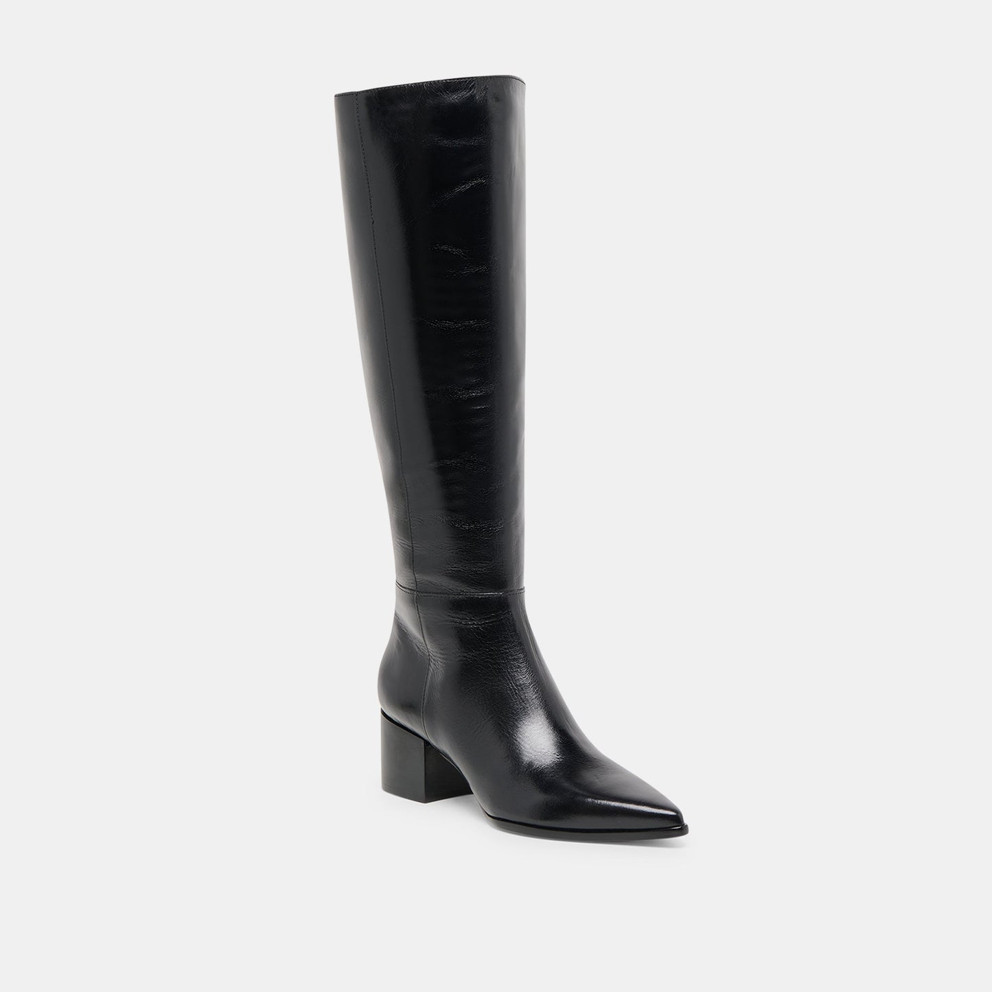 Kirson Black Leather Wide Calf Boots - Dolce Vita