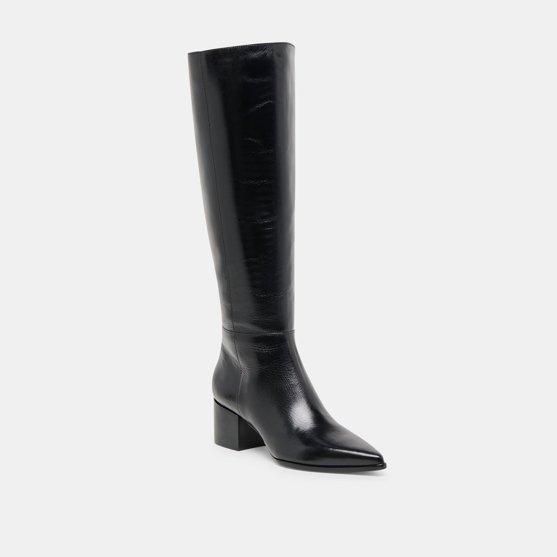 Kirson Black Leather Wide Calf Boots - Dolce Vita