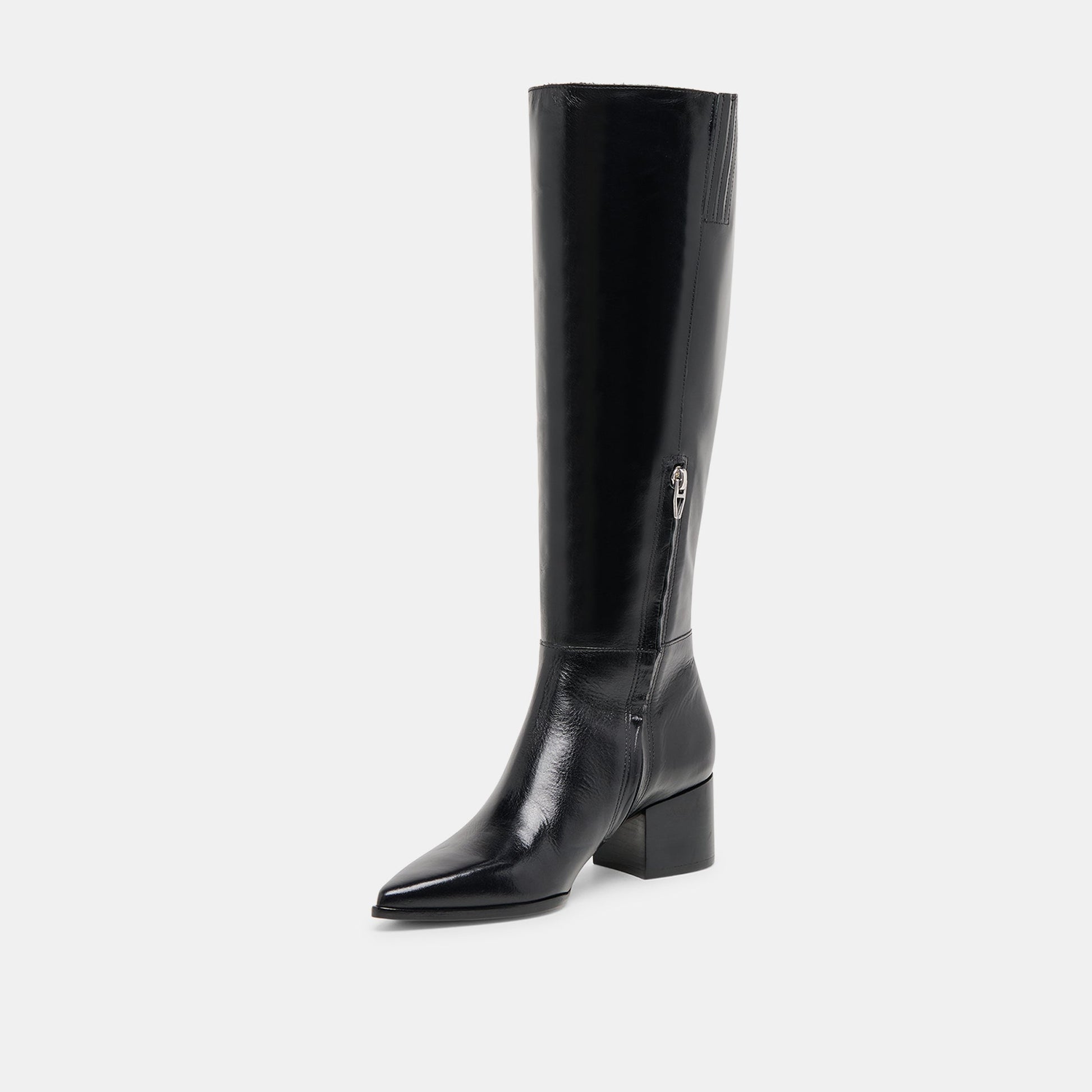 Kirson Black Leather Wide Calf Boots - Dolce Vita