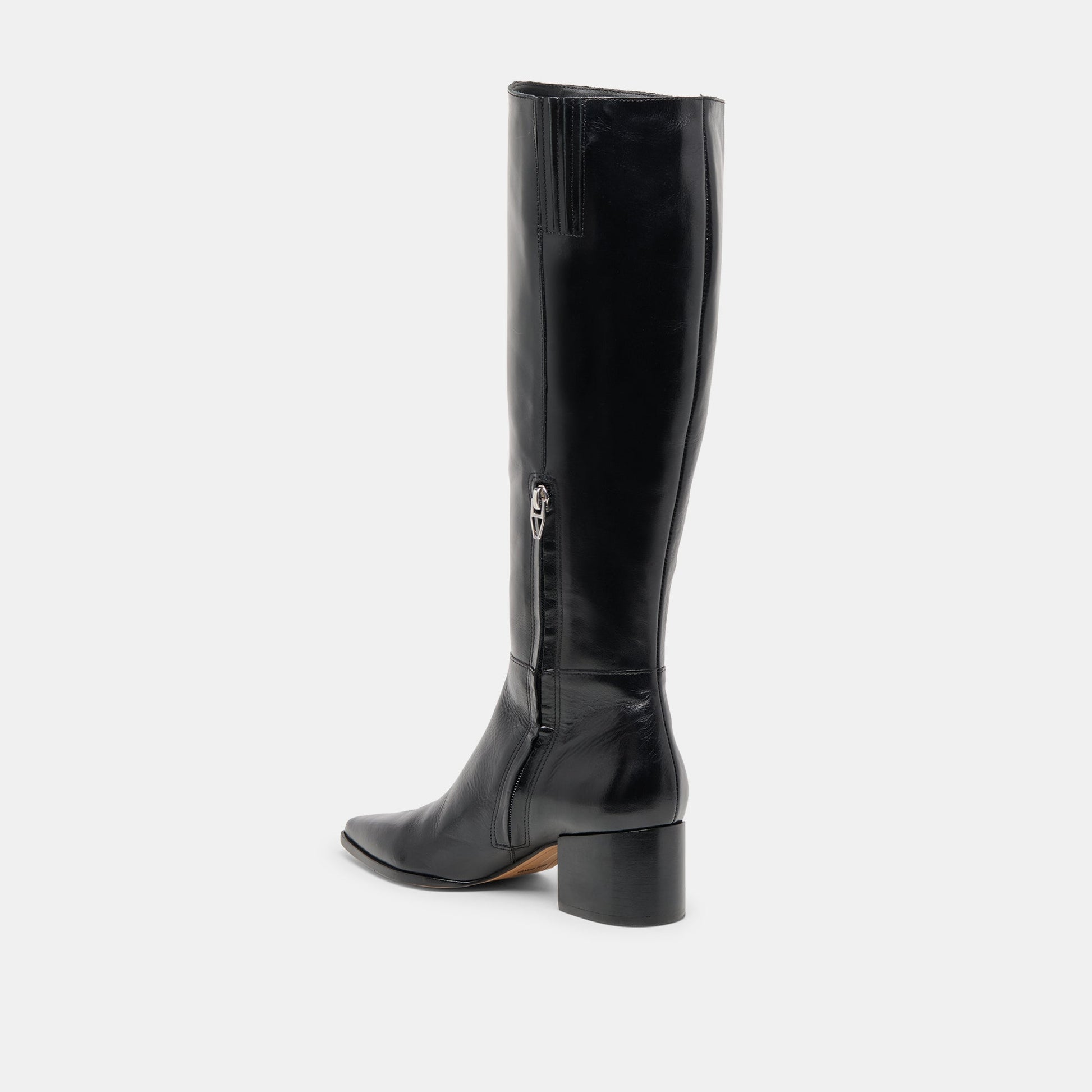 Kirson Black Leather Wide Calf Boots - Dolce Vita