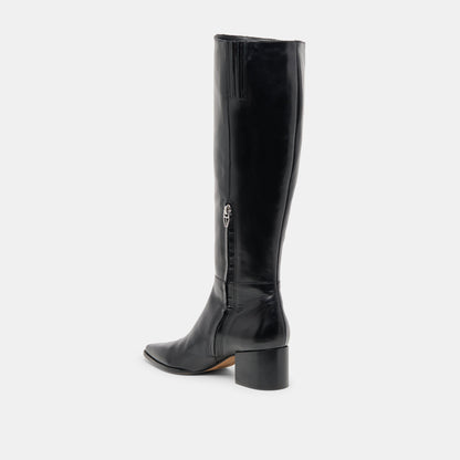 Kirson Black Leather Wide Calf Boots - Dolce Vita