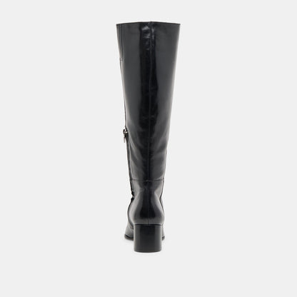 Kirson Black Leather Wide Calf Boots - Dolce Vita