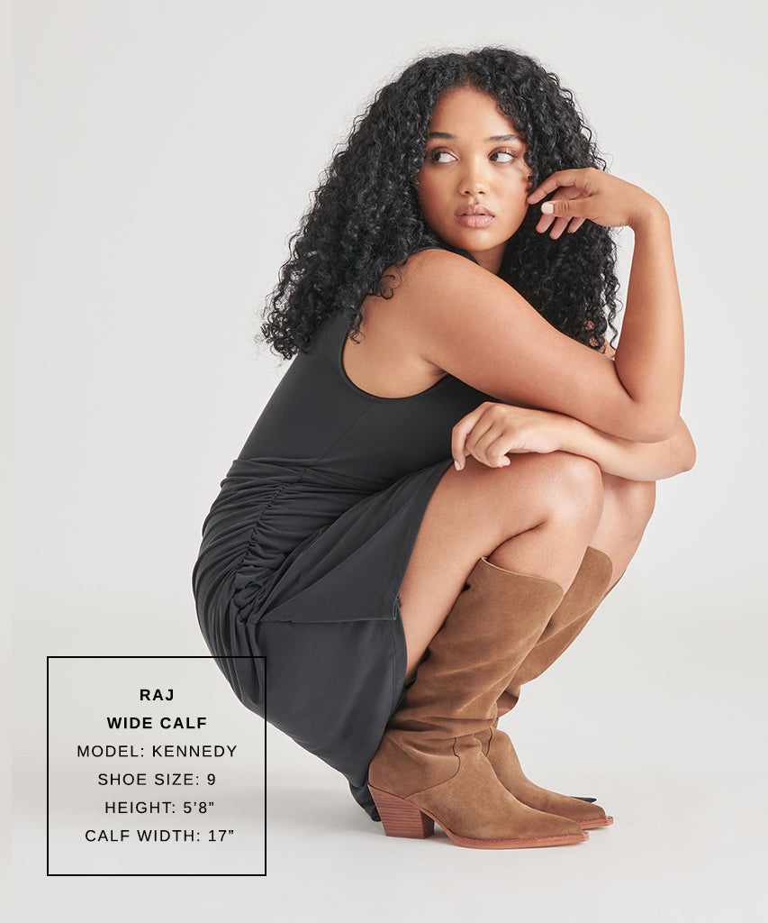 RAJ Wide Calf Boots Brown Suede - Dolce Vita