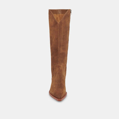 RAJ Wide Calf Boots Brown Suede - Dolce Vita