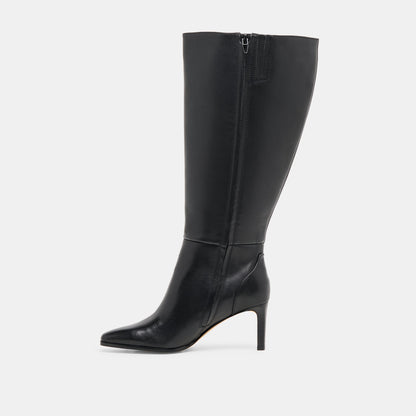 Emmi Black Leather Extra Wide Calf Boots - Dolce Vita