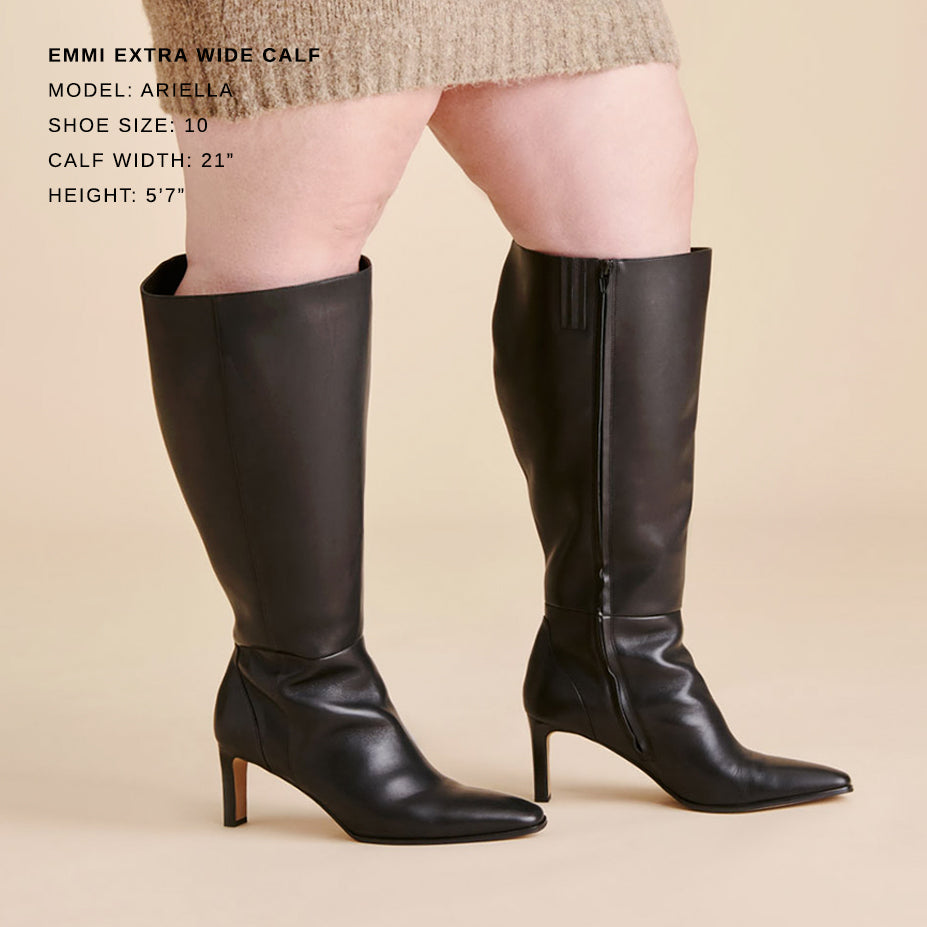Emmi Black Leather Extra Wide Calf Boots - Dolce Vita