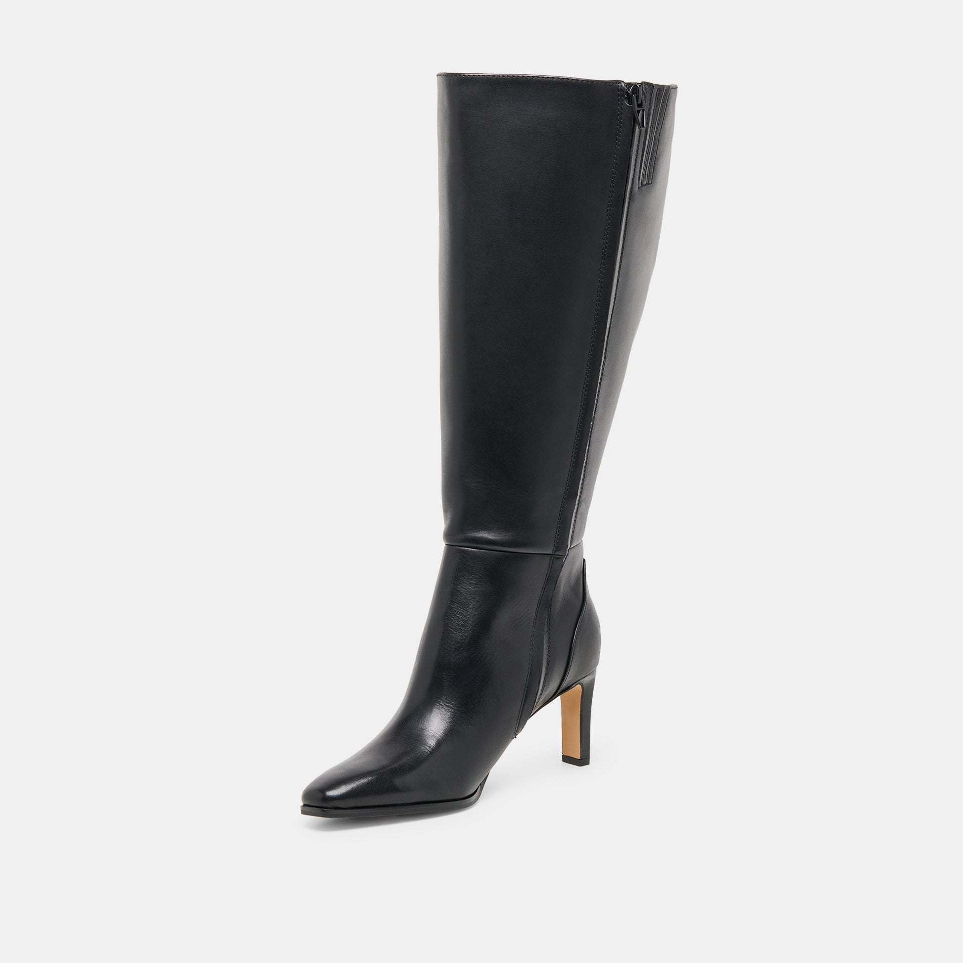 Emmi Black Leather Extra Wide Calf Boots - Dolce Vita