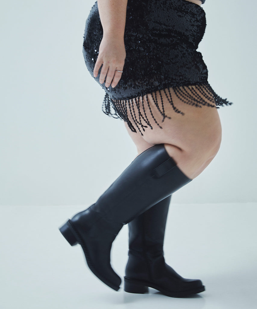 Glory H2O Waterproof Black Leather Extra Wide Calf Boots - Dolce Vita