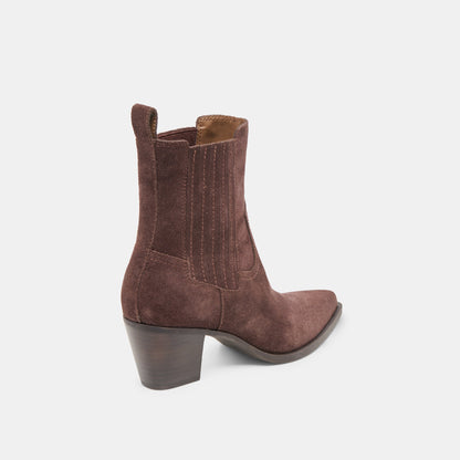 Slim Mahogany Suede Booties - Dolce Vita
