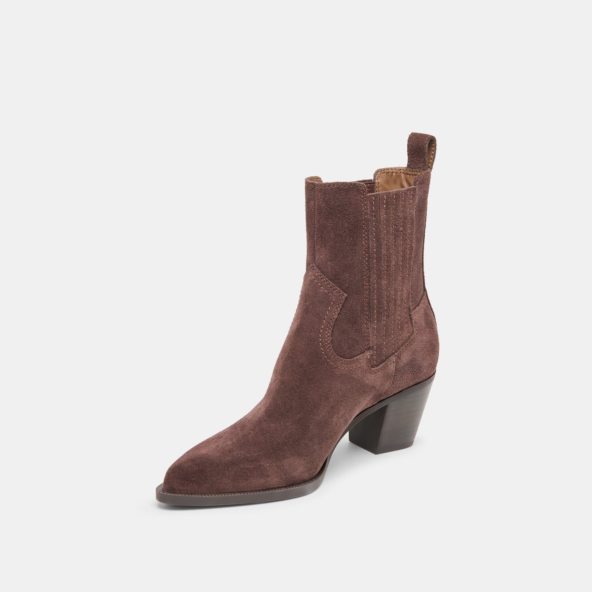 Slim Mahogany Suede Booties - Dolce Vita