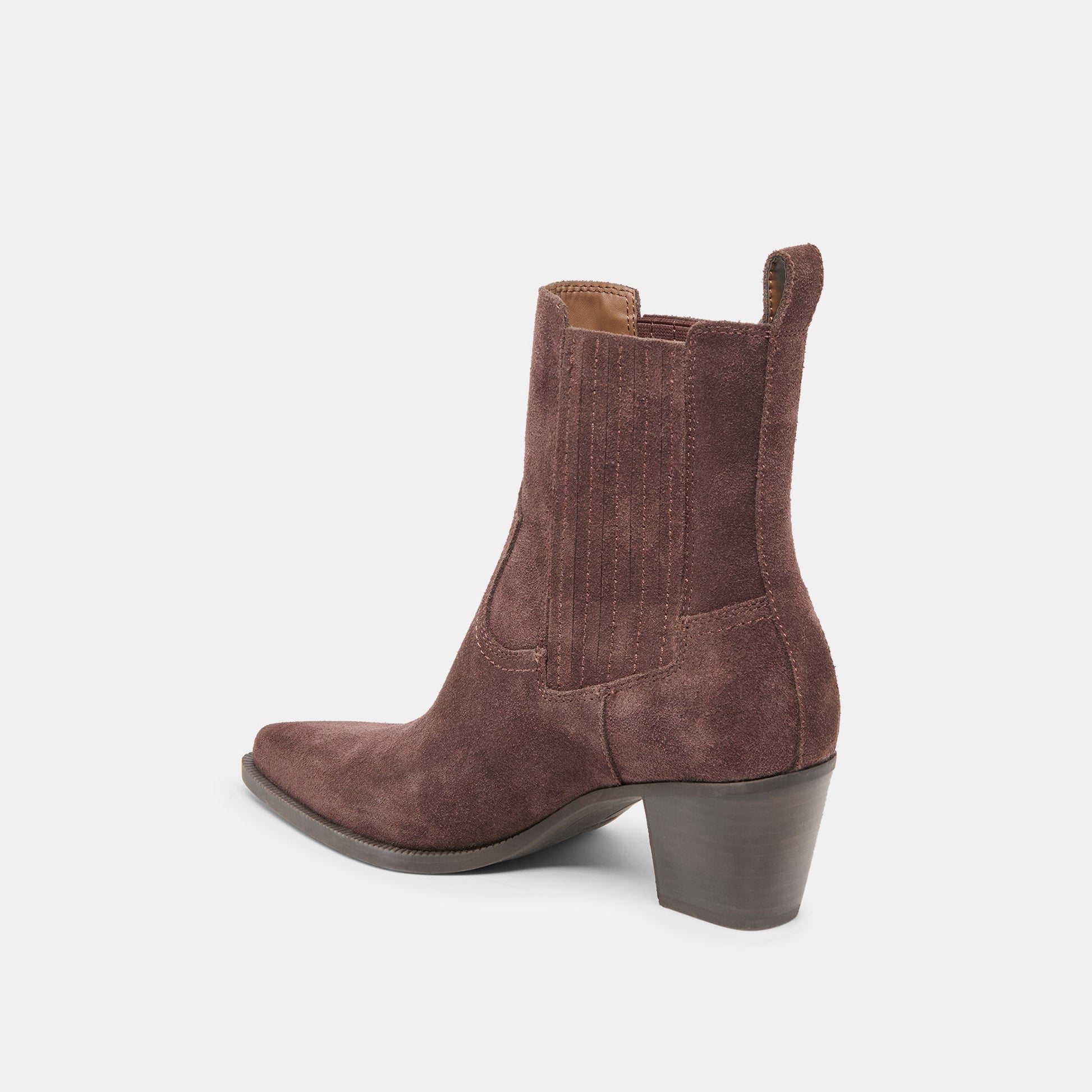 Slim Mahogany Suede Booties - Dolce Vita