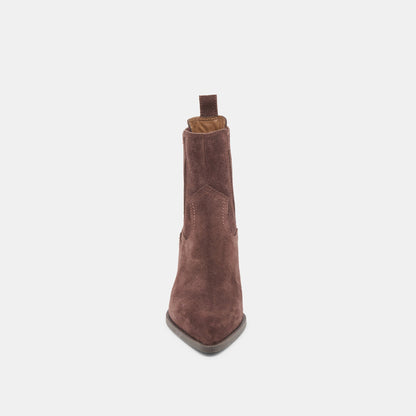 Slim Mahogany Suede Booties - Dolce Vita