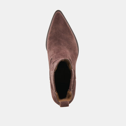 Slim Mahogany Suede Booties - Dolce Vita