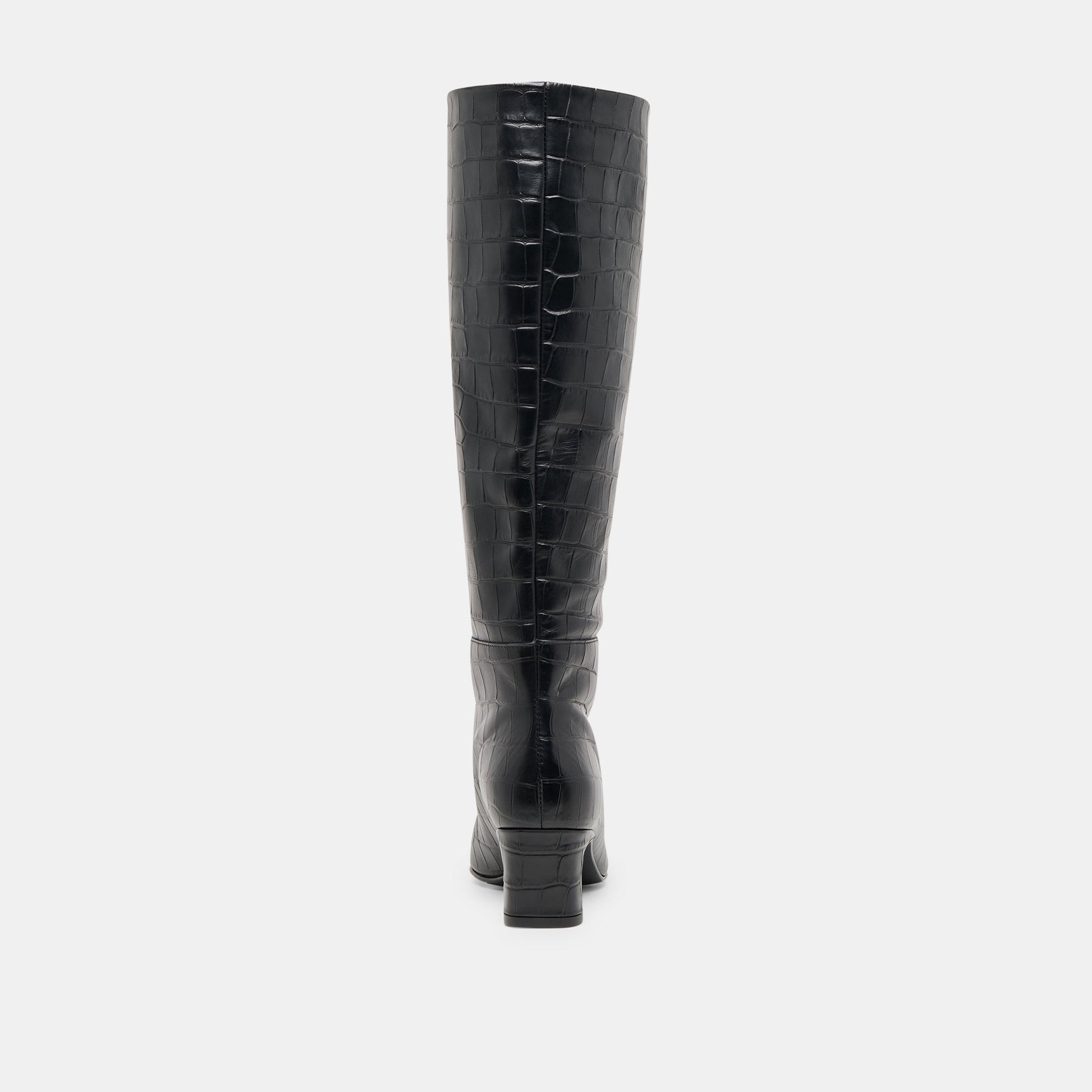 Trixi Noir Croco Embossed Leather Boots - Dolce Vita