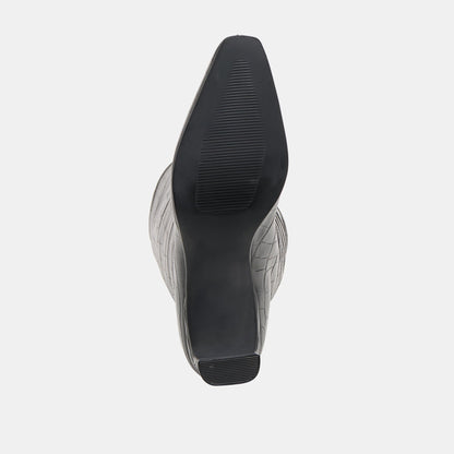Trixi Noir Croco Embossed Leather Boots - Dolce Vita
