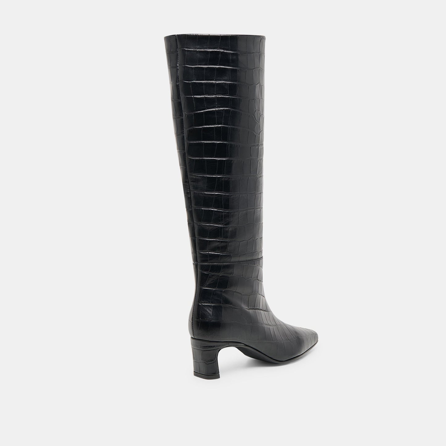 Trixi Noir Croco Embossed Leather Boots - Dolce Vita