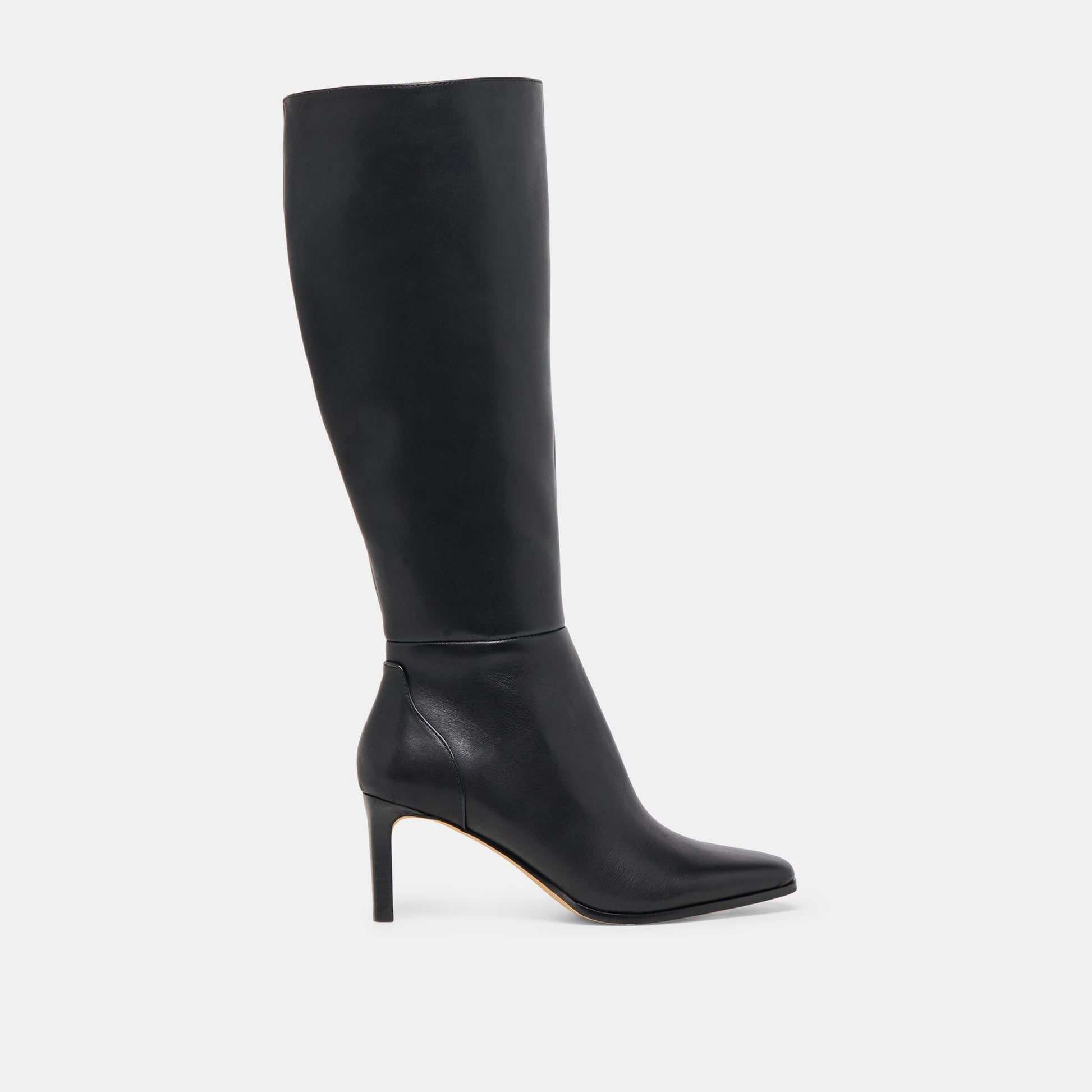 Emmi Black Leather Wide Calf Boots - Dolce Vita