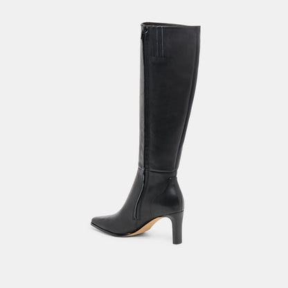 Emmi Black Leather Wide Calf Boots - Dolce Vita