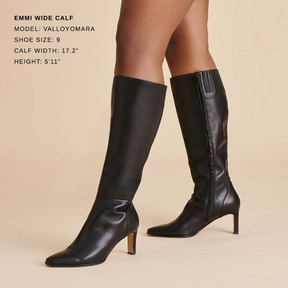 Emmi Black Leather Wide Calf Boots - Dolce Vita