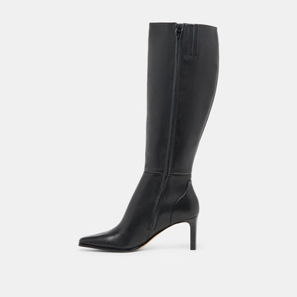 Emmi Black Leather Wide Calf Boots - Dolce Vita