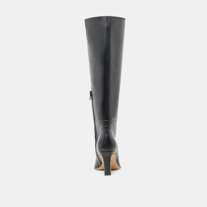 Emmi Black Leather Wide Calf Boots - Dolce Vita