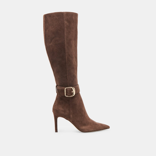 KINZY BOOTS DK BROWN SUEDE - Dolce Vita