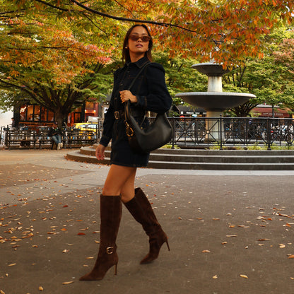 KINZY BOOTS DK BROWN SUEDE - Dolce Vita