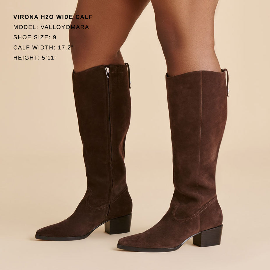 Virona H2O Waterproof Dk Brown Suede Wide Calf Boots - Dolce Vita