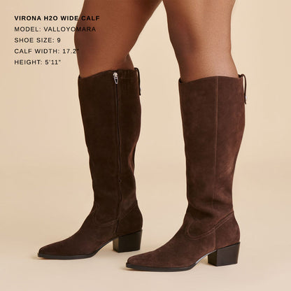 Virona H2O Waterproof Dk Brown Suede Wide Calf Boots - Dolce Vita