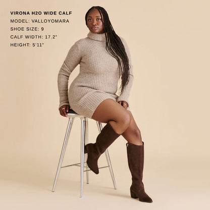 Virona H2O Waterproof Dk Brown Suede Wide Calf Boots - Dolce Vita