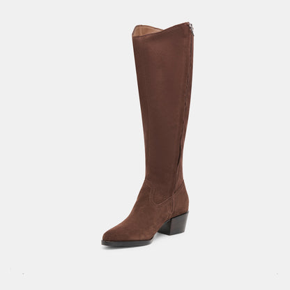 Virona H2O Waterproof Dk Brown Suede Wide Calf Boots - Dolce Vita