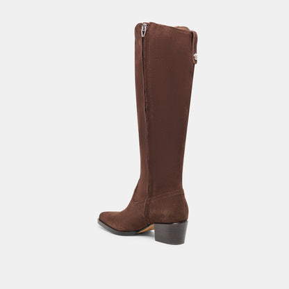Virona H2O Waterproof Dk Brown Suede Wide Calf Boots - Dolce Vita