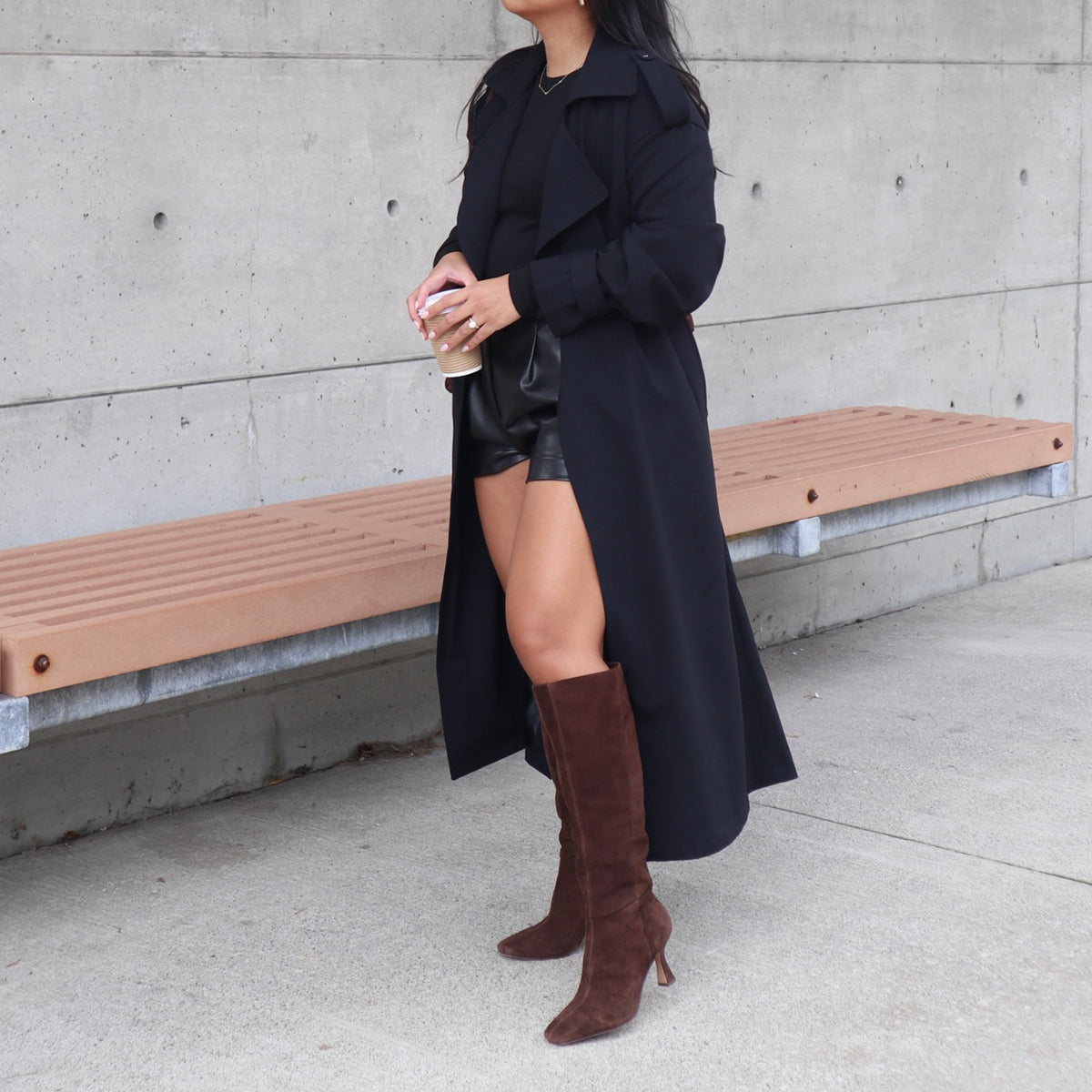 GYRA WIDE CALF BOOTS DK BROWN SUEDE - Dolce Vita