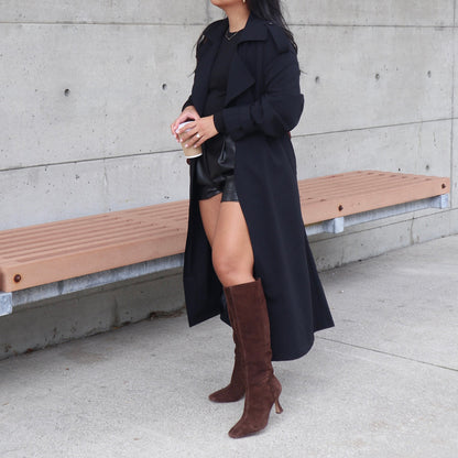 GYRA WIDE CALF BOOTS DK BROWN SUEDE - Dolce Vita