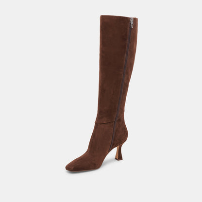 GYRA WIDE CALF BOOTS DK BROWN SUEDE - Dolce Vita