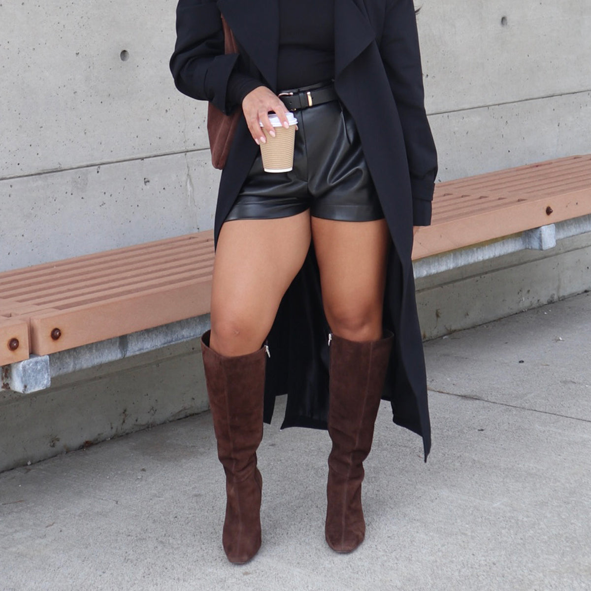 GYRA WIDE CALF BOOTS DK BROWN SUEDE - Dolce Vita