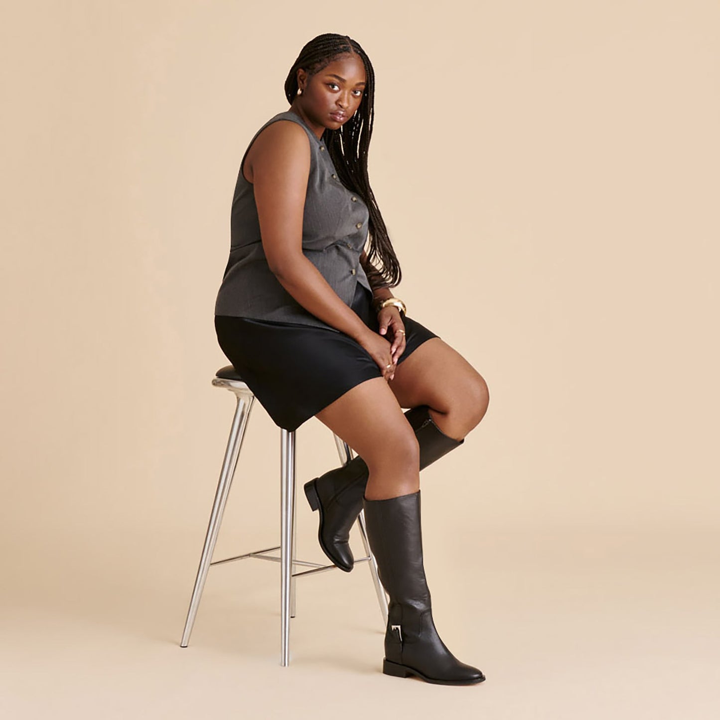 Kilian H2O Waterproof Black Leather Wide Calf Boots - Dolce Vita