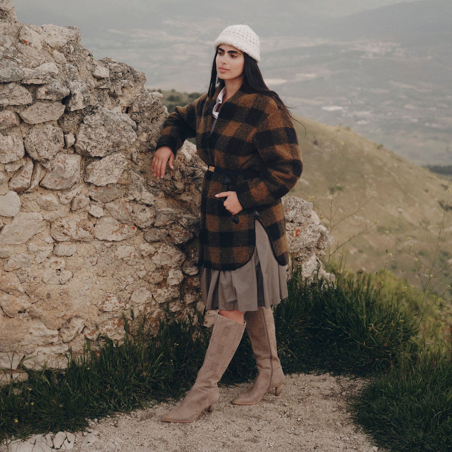 Aldy Herringbone Printed Suede Boots - Dolce Vita