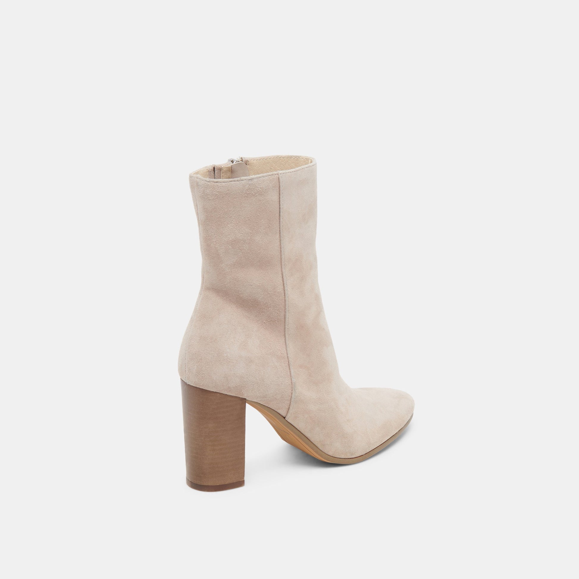 Suzy Wide Taupe Suede Booties - Dolce Vita