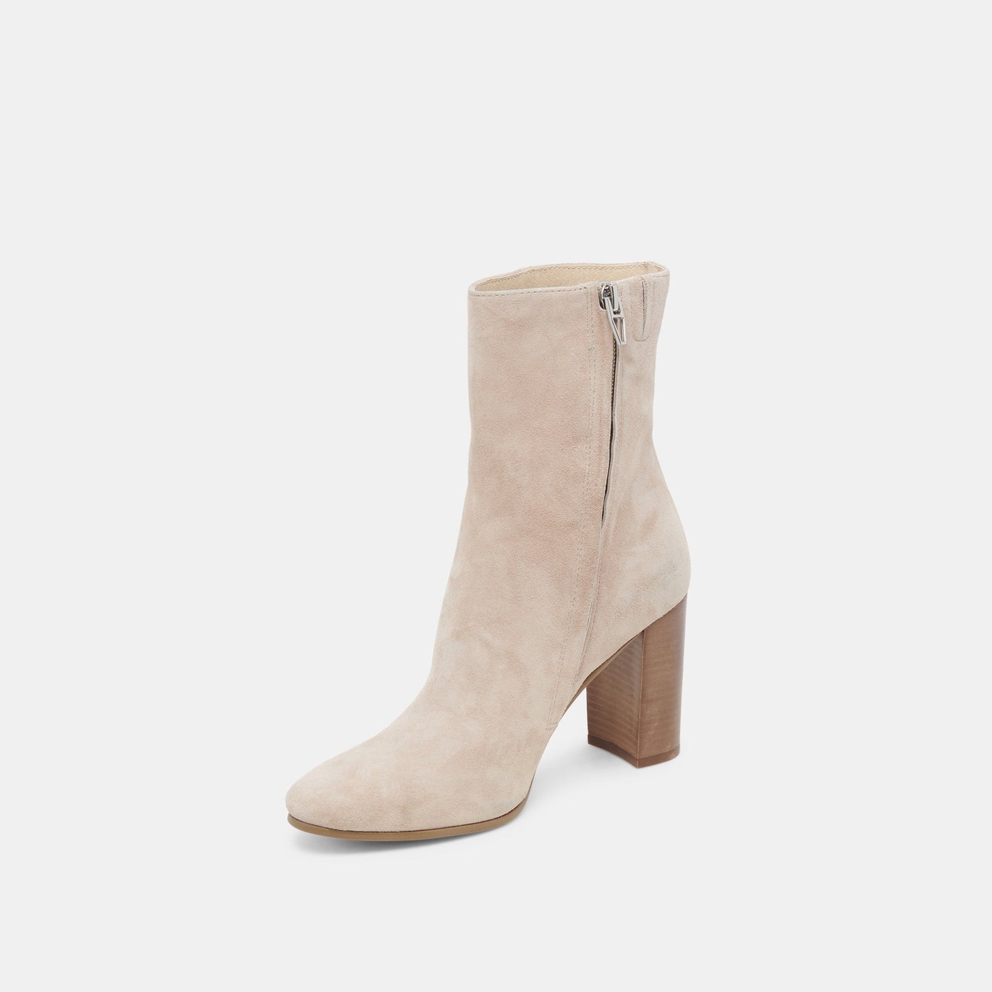 Suzy Wide Taupe Suede Booties - Dolce Vita